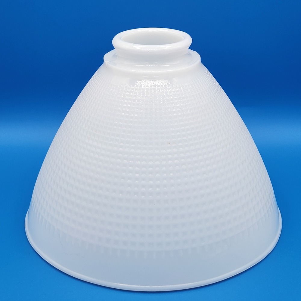 Vintage Torchiere Milk Glass Lamp Shade with Waffle Pattern Texture 6x8x1-5/8